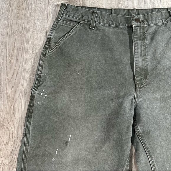 Vintage Carhartt Carpenter Grey-Green Work Pants Trousers - Picture 6 of 12